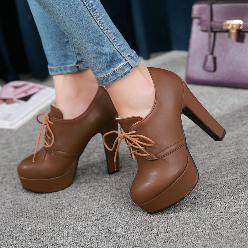 Women Formal Wear For Office - Sepatu Derby Oxford Wanita Hak Tinggi