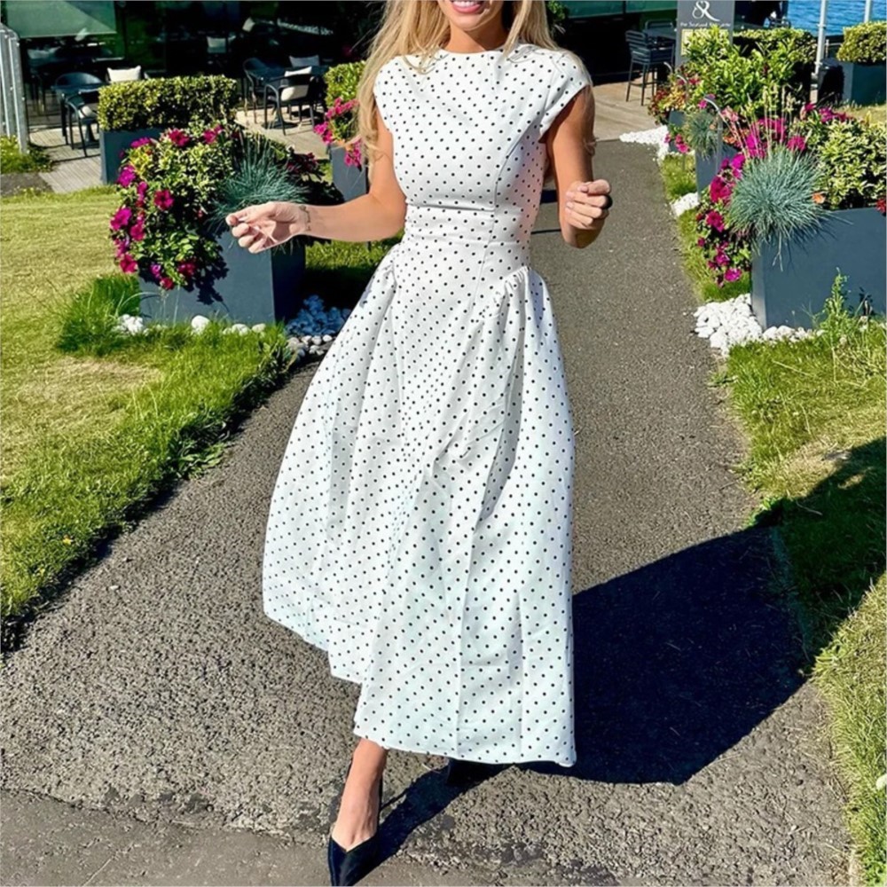 Women Formal Office Wear Tops - Gaun Wanita Lengan Pendek Motif Polkadot