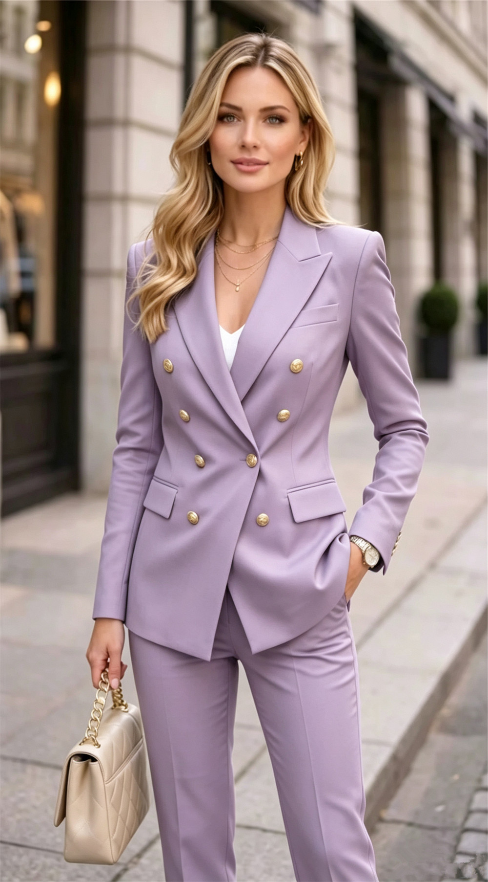 Blazer Set Women Formal - Setelan Jas Wanita Lavender 2-Potong Terbaik