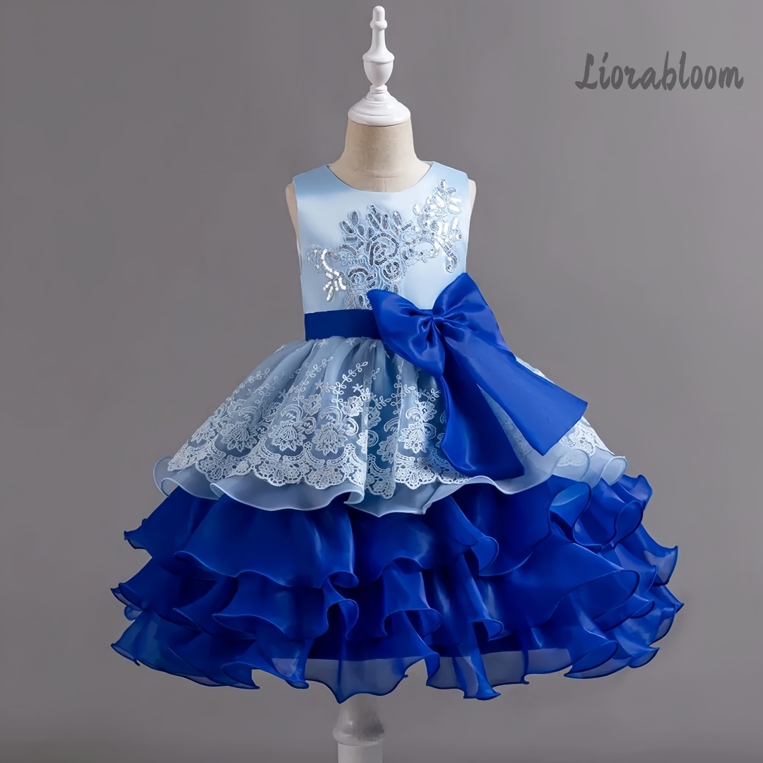 Women'S Elegant Formal Wear - Gaun Anak Perempuan Dengan Pita Besar