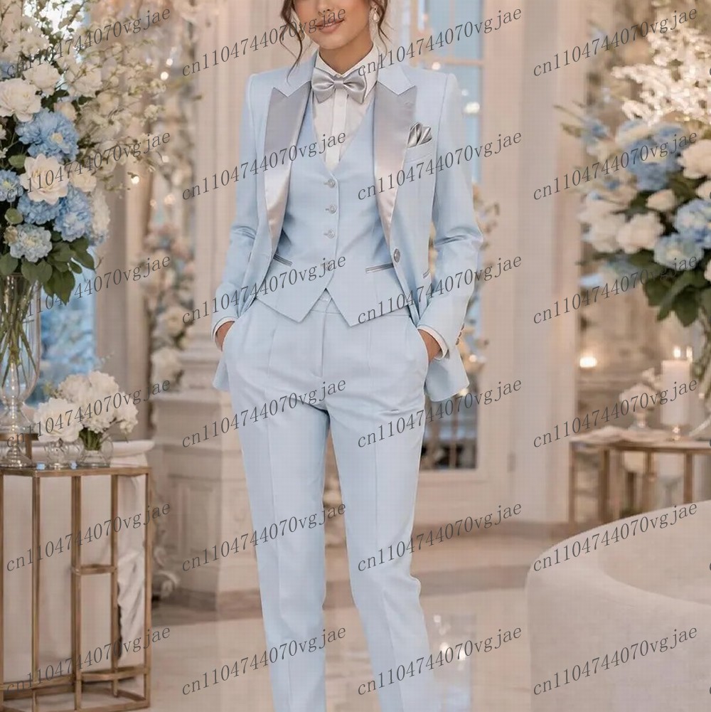 Blazer Set Women Formal - Setelan Wanita Bisnis Formal Biru Muda