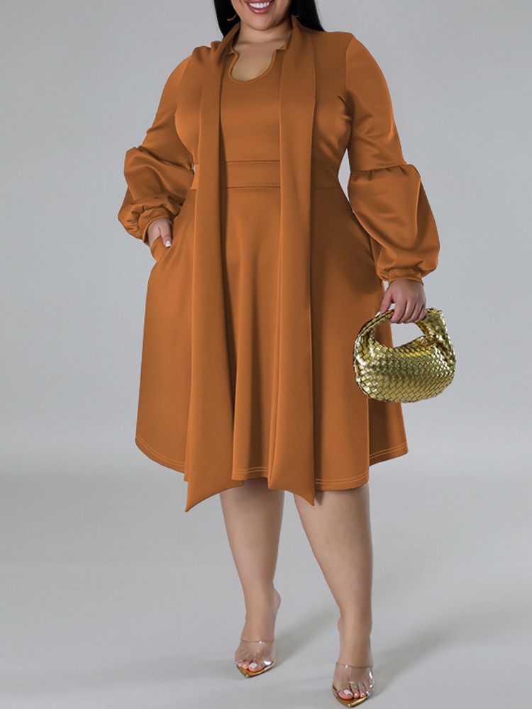 Women Formal Office Wear Tops - Gaun Midi XL-5XL Plus ukuran Elegan