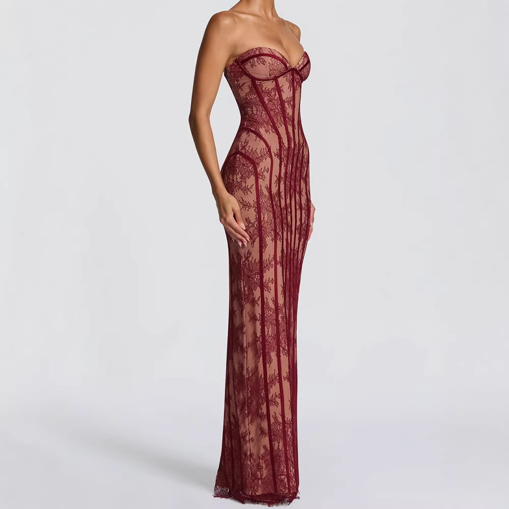 Women'S Elegant Formal Wear - Gaun Maxi Bodycon Tanpa Tali untuk