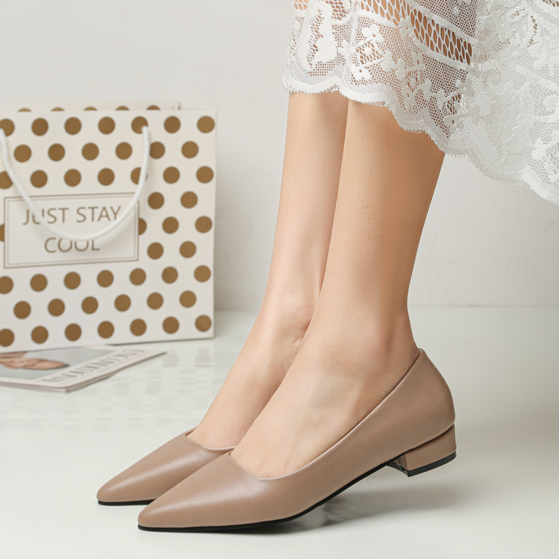 Sepatu Kulit Kecil Hak Persegi - Women Formal Wear For Office ulasan dan harga