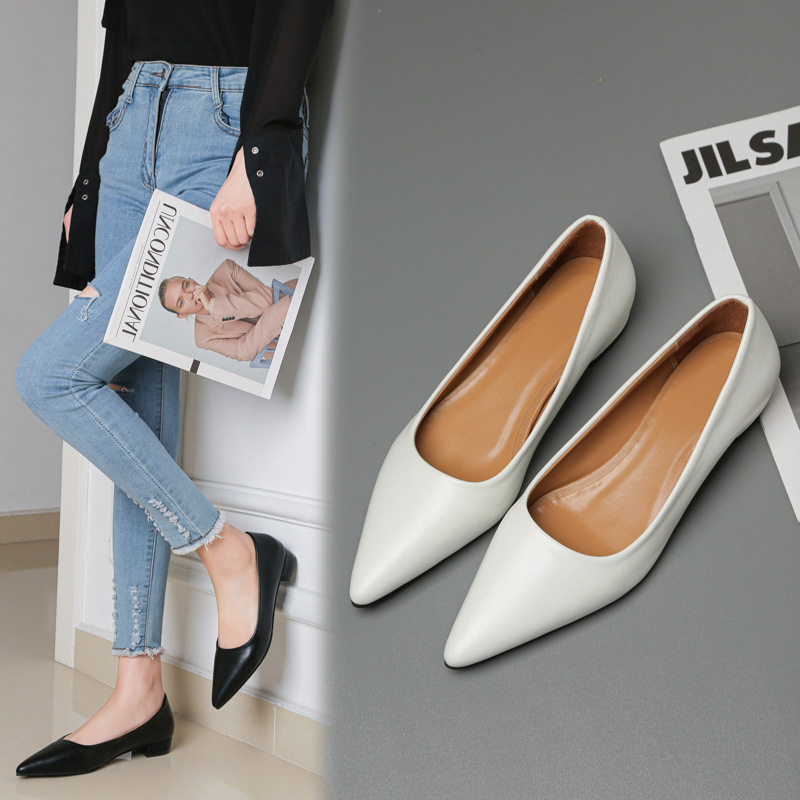 Sepatu Kulit Kecil Hak Persegi - Women Formal Wear For Office ulasan dan harga