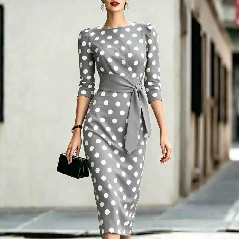 Gaun Midi Wanita Elegan Hitam  - Women Formal Office Wear Tops ulasan dan harga