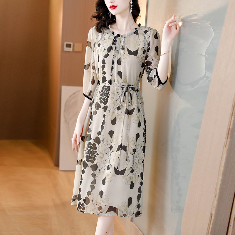 Gaun Midi Pantai Sutra Putih M - Women Formal Office Wear Tops ulasan dan harga
