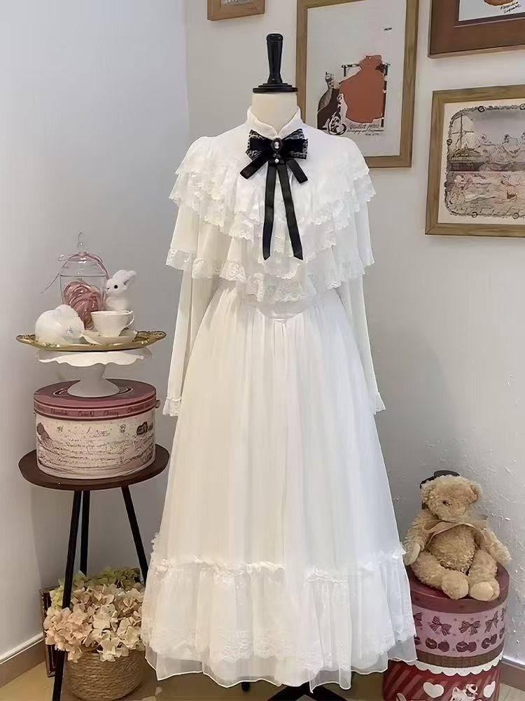 Gaun Maxi Putih Bergaya Jepang - Women'S Elegant Formal Wear ulasan dan harga