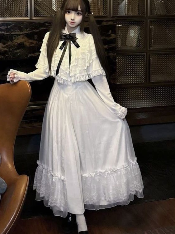 Gaun Maxi Putih Bergaya Jepang - Women'S Elegant Formal Wear ulasan dan harga