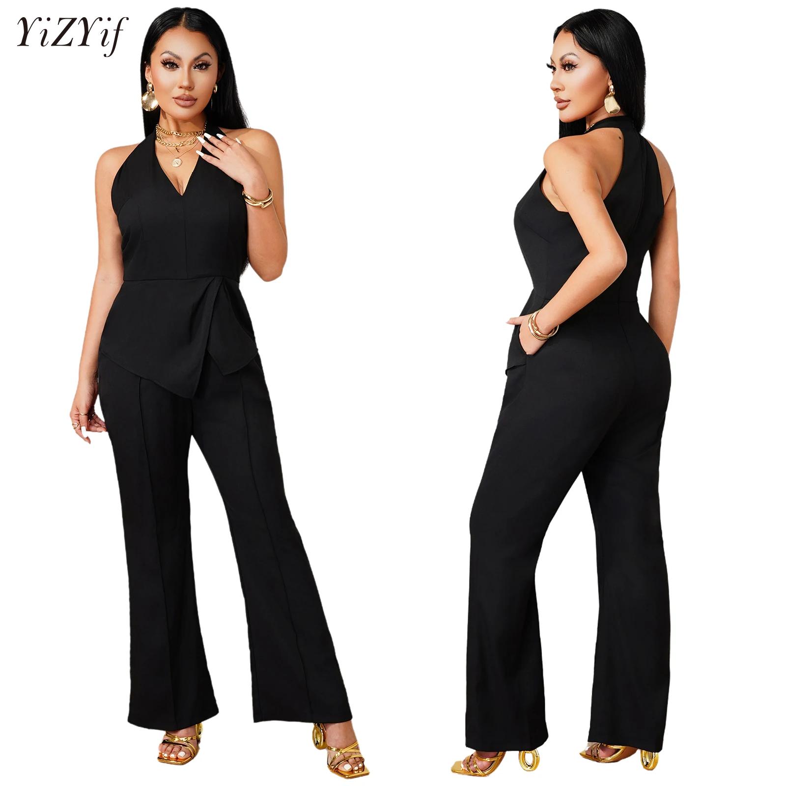 Jumpsuit Tanpa Lengan Berkerah - Women'S Elegant Formal Wear ulasan dan harga