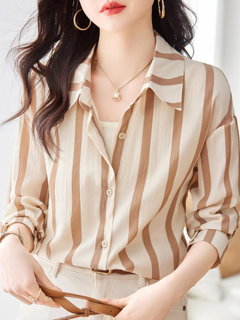 Aprikot kemeja lengan panjang  - Women'S Formal Evening Wear Tops ulasan dan harga