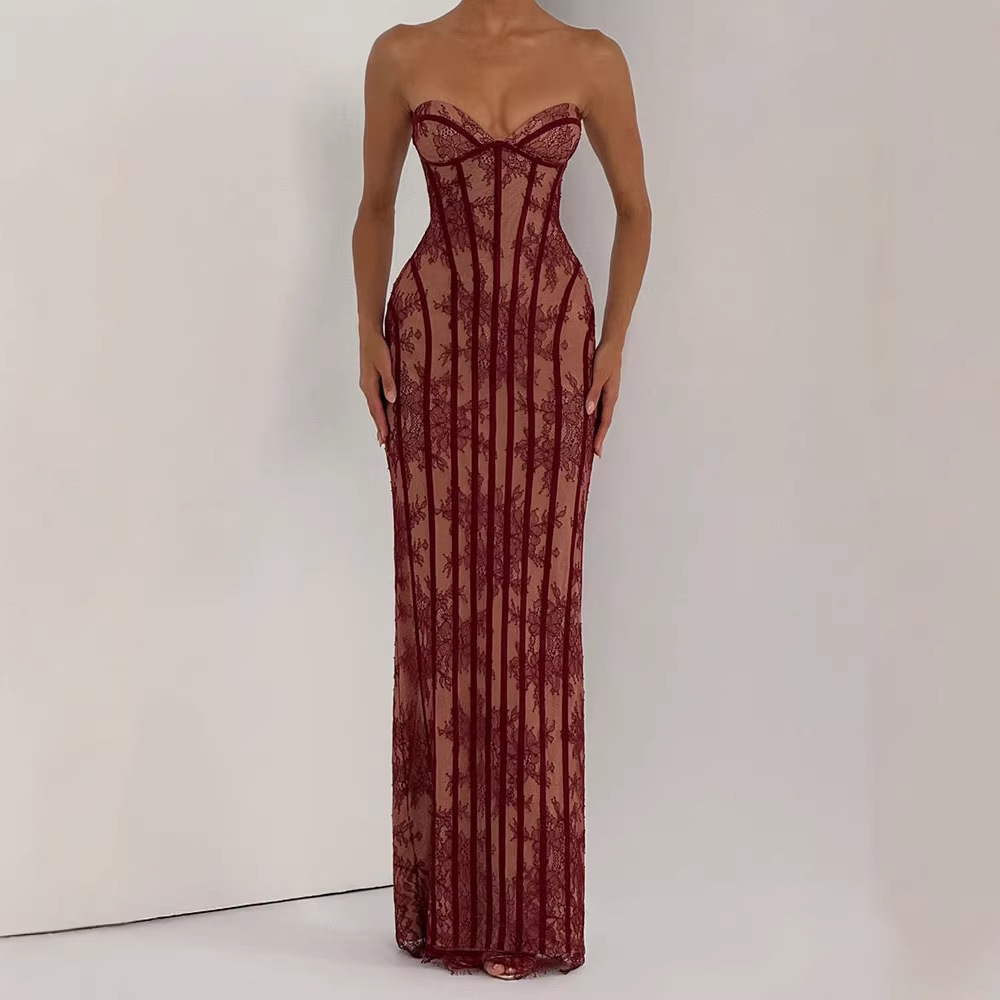 Gaun Maxi Bodycon Tanpa Tali u - Women'S Elegant Formal Wear ulasan dan harga