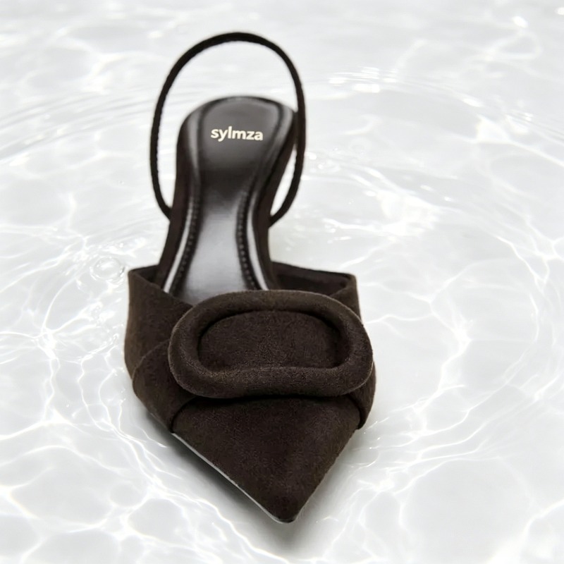 Sandal Hak Tinggi Suede Palsu  - Women Formal Wear For Office ulasan dan harga